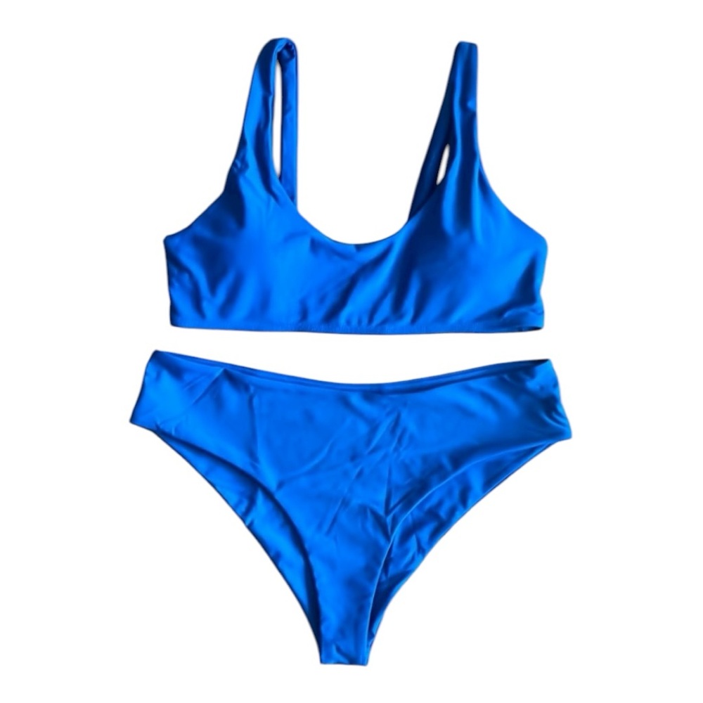 Cobalt Blue Bikini swim matching set Size Large high rise bottoms lightly padded